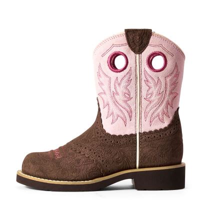 Ariat Fatbaby Cowboy Kahverengi / Pembe Western Csizma Çocuk (27122-971)